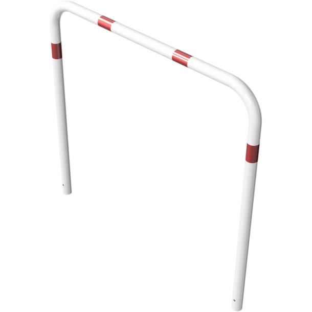 Hoop of steel tube |  60 x 2,5 mm | without cross bar | for casting in concrete | total width: 1500 mm | total height: 1400 mm | hot-dip galvanized and white coatedwith red reflecting stripes